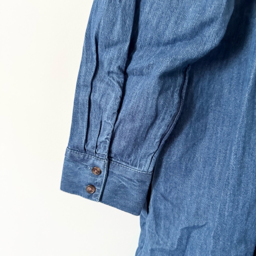 LOFT Denim Pleated Button Front Shirt Dress Size M - Picture 8 of 12